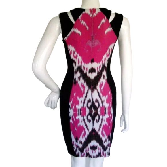 CACHE Dress, 6, Black/Pink, Split shoulder, Sheath, Mini Length, Sleeveless - Picture 4 of 10